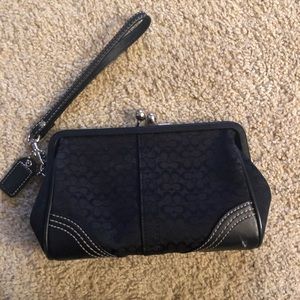 Coach black logo wristlet